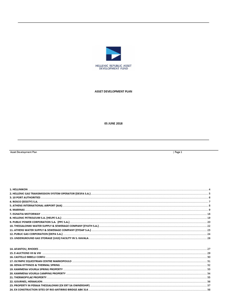 Asset Development Plan - Greece | PDF | Controlled Access Highway