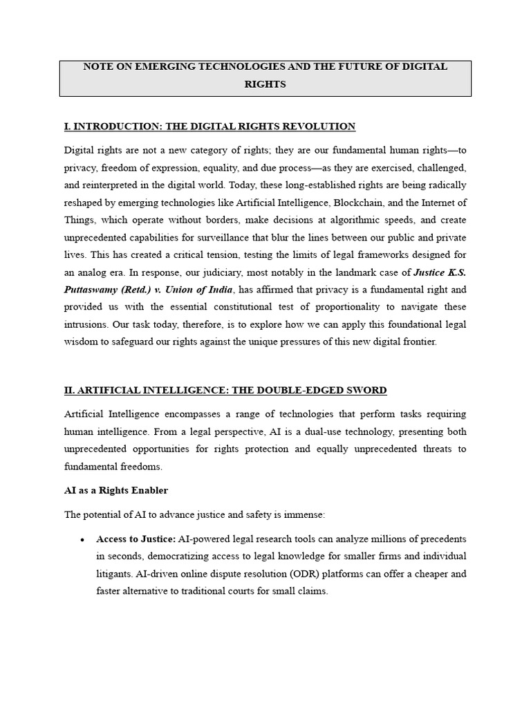 Note On Emerging Technologies and The Future of Digital Rights | PDF ...