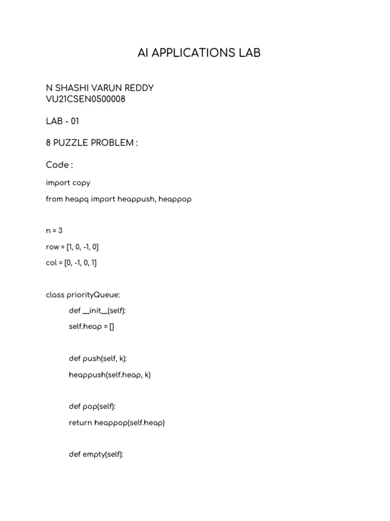 Ai Applications Lab 008 | PDF | Computer Programming | Algorithms And ...