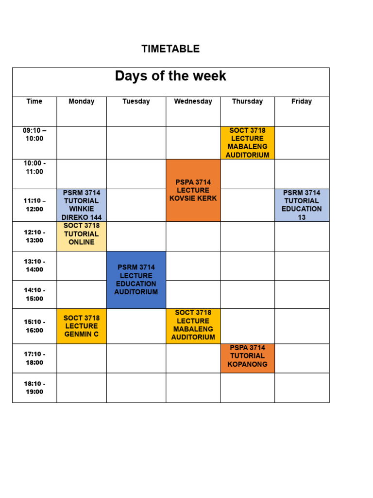 Final Year Timetable 3 | PDF