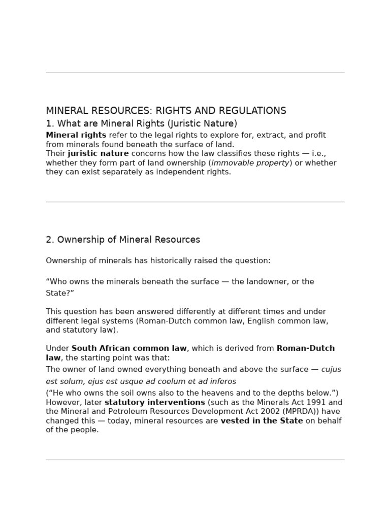 Mineral Law Level 200 Sem 2 | PDF | Mining | Mineral Rights
