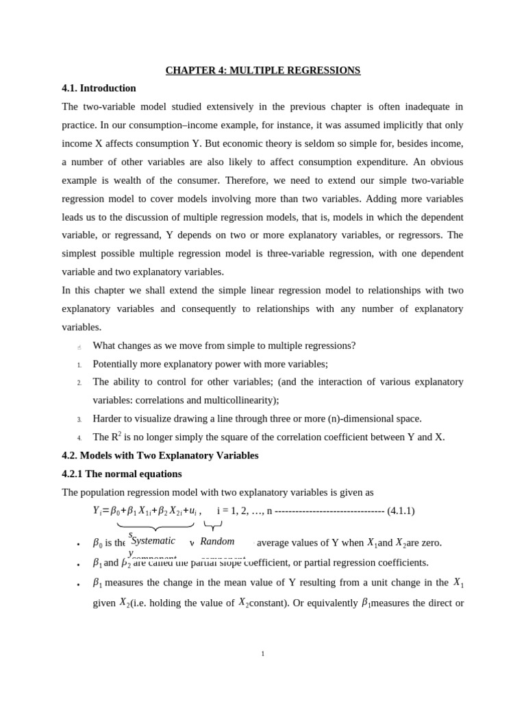 Chapter 4 Multiple Linear Regression | PDF | Linear Regression ...