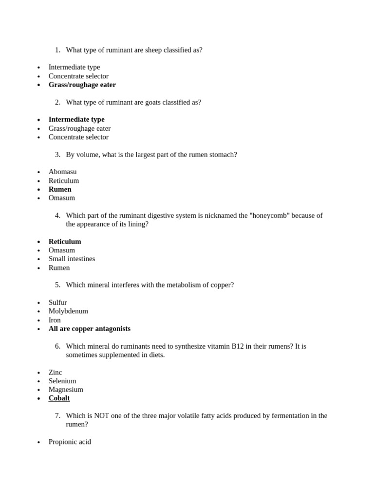 Questions of Sheep and Goat | PDF | Sheep | Ruminant