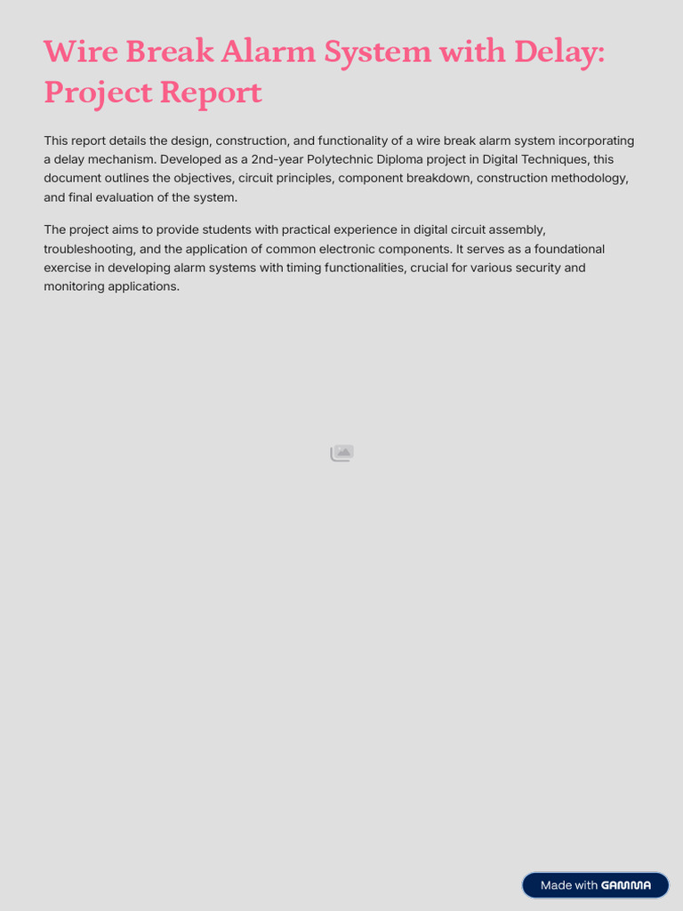 Wire Break Alarm System With Delay Project Report | PDF | Computer ...