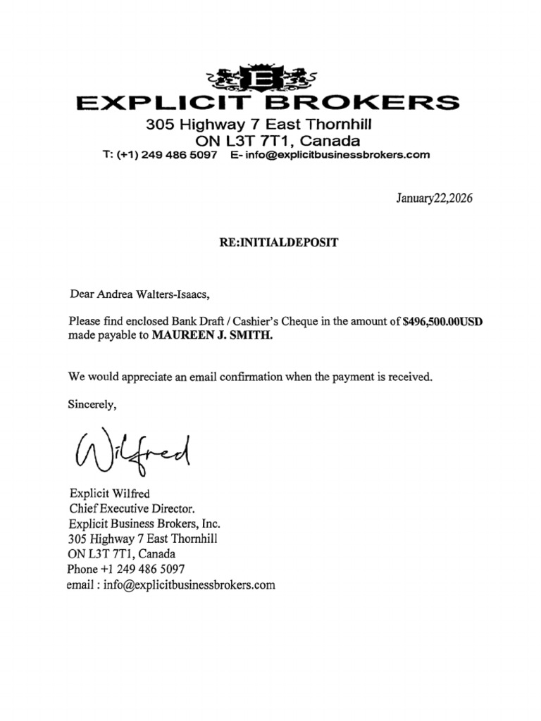 Explicit Brokers- Letter and Bank Draft | PDF