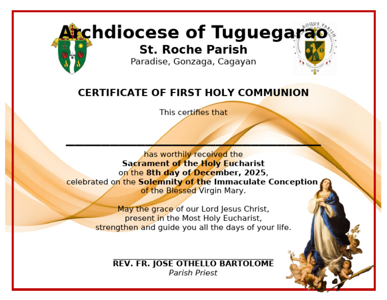 Certificate of First Holy Communion | PDF