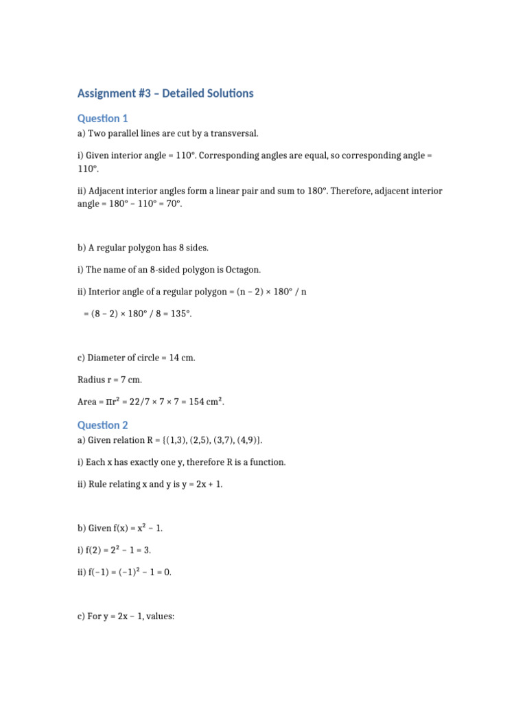 Assignment 3 Detailed Solutions | PDF