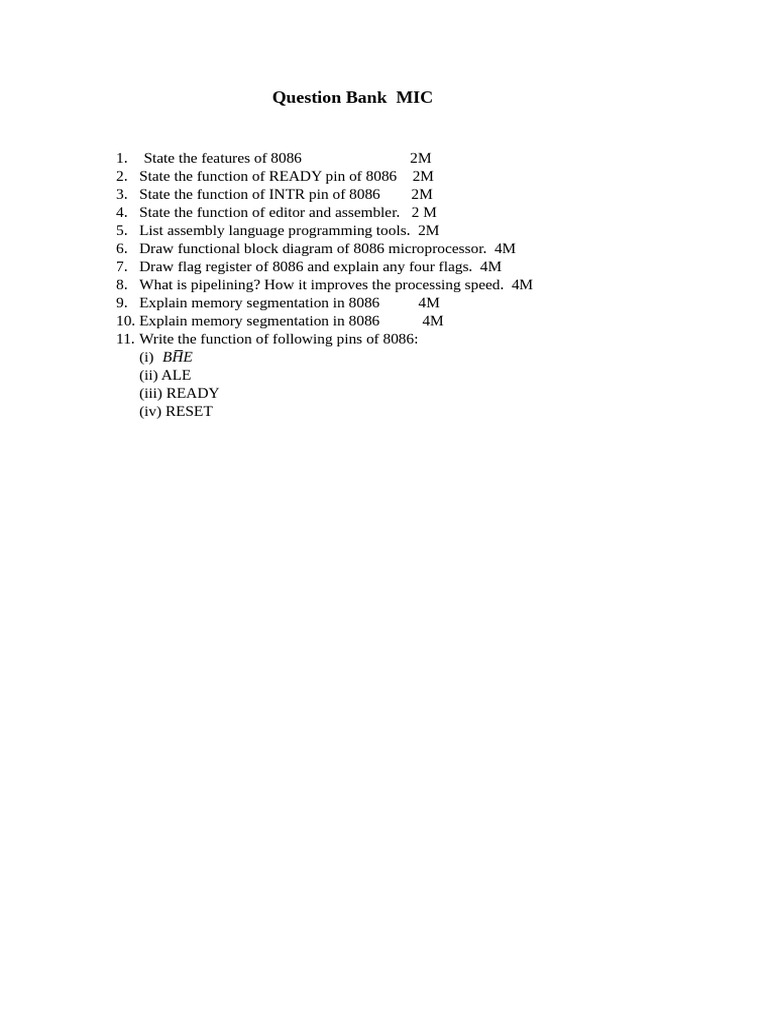 Question Bank MIC | PDF
