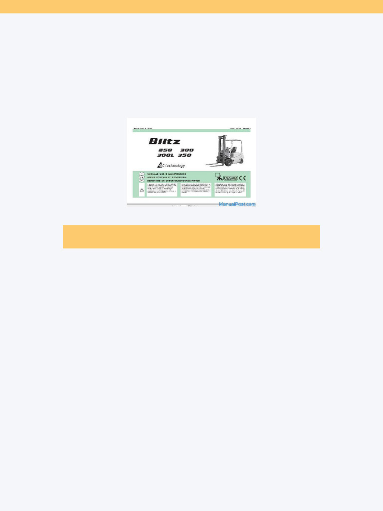 Cesab Blitz 250 300 300l 350 Ac Forklift Operators Manual | PDF