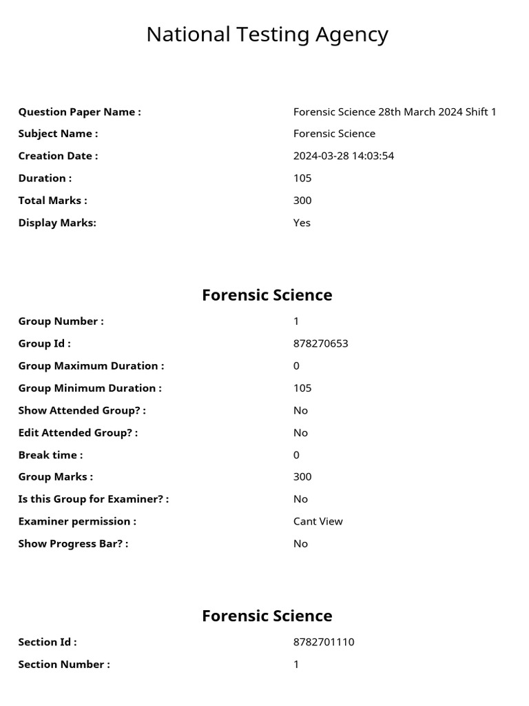 CUET PG 2024 Question Paper Forensic PDF ...