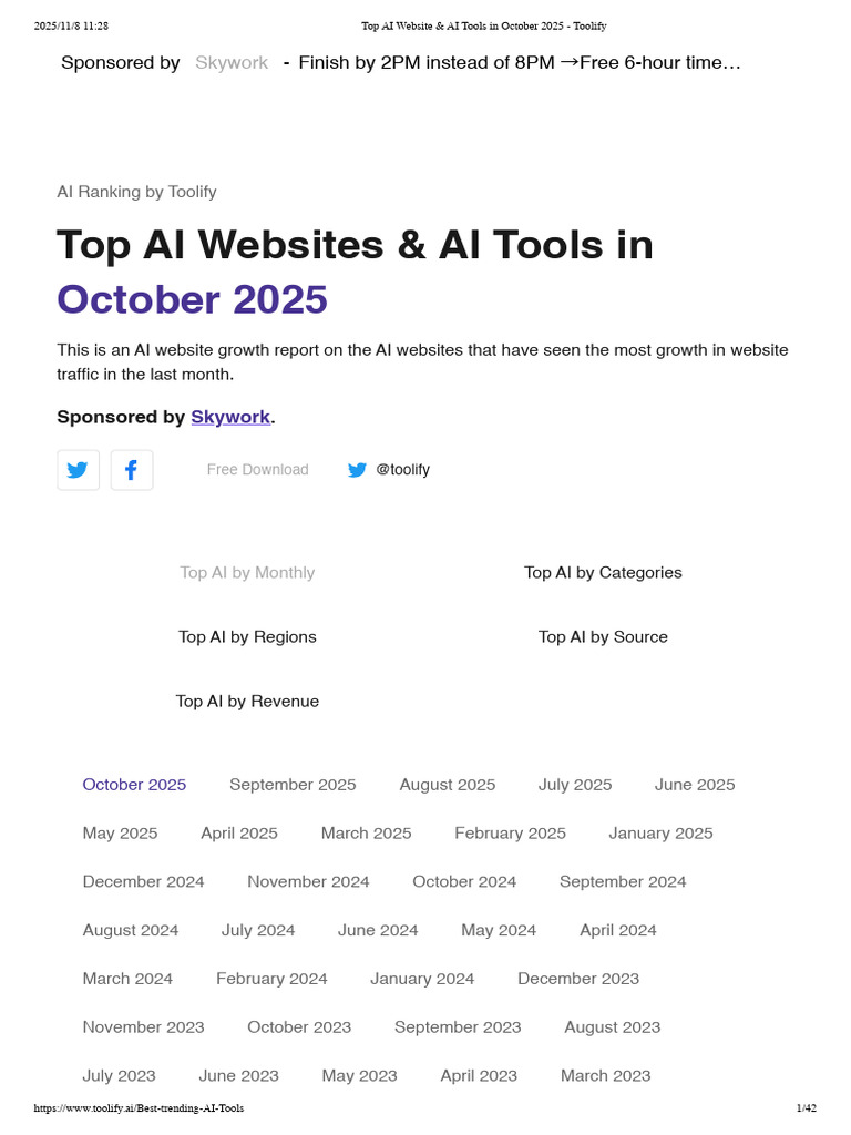 Top AI Website & AI Tools in October 2025 - Toolify | PDF | Artificial ...