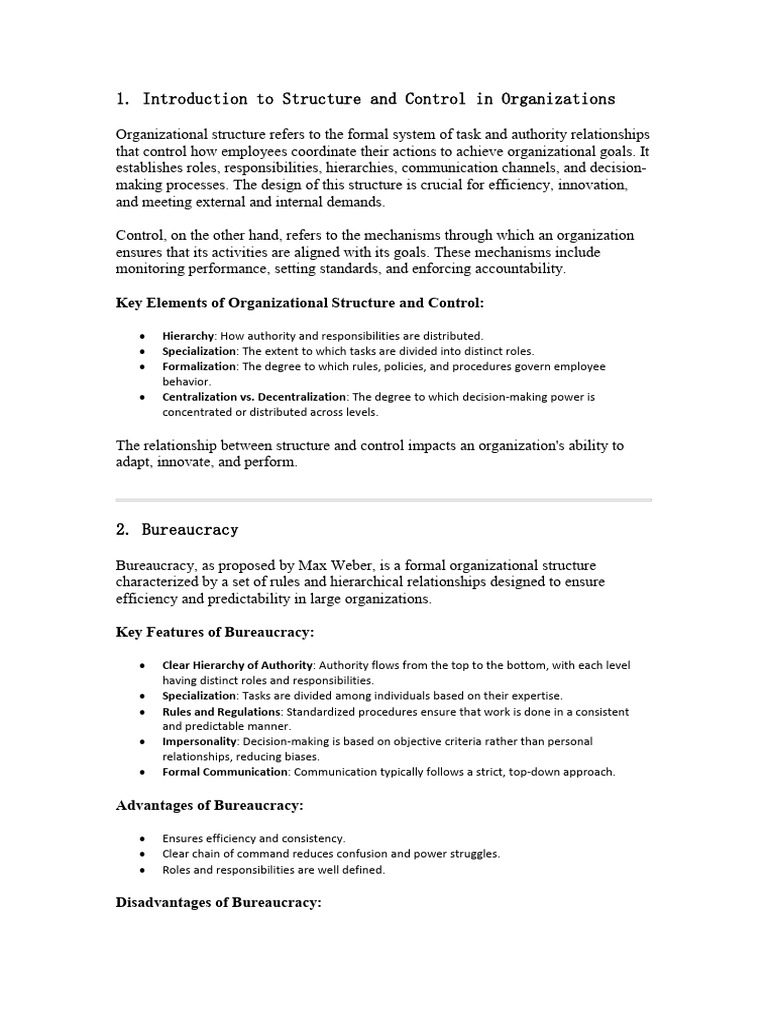 2-Structure & Control in Organization | PDF | Organizational Structure ...