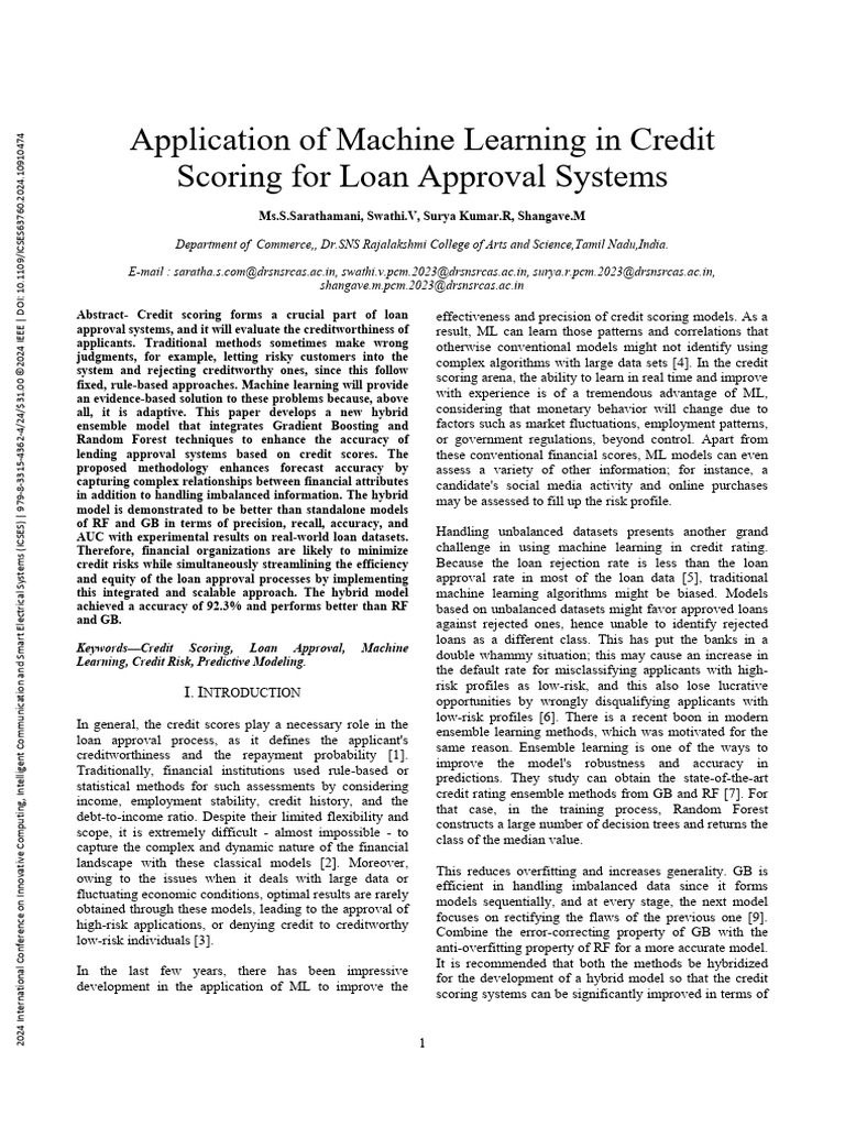 Application of Machine Learning in Credit Scoring for Loan Approval ...