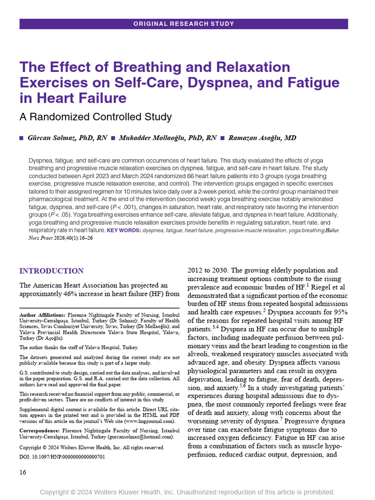 The Effect of Breathing and Relaxation Exercises on Self-Care Dyspnea ...