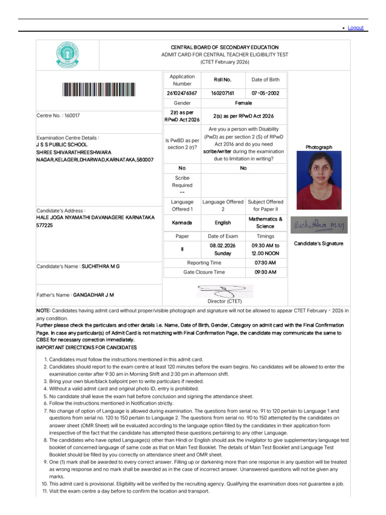 Examinationservices - Nic.in Examsysctet Downloadadmitcard ...