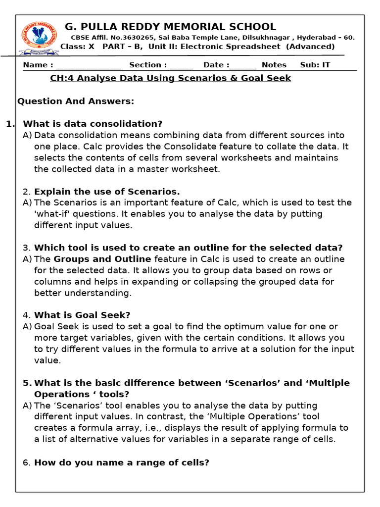 Grade10 IT PartB Unit2 Notes | PDF | Spreadsheet | Hyperlink