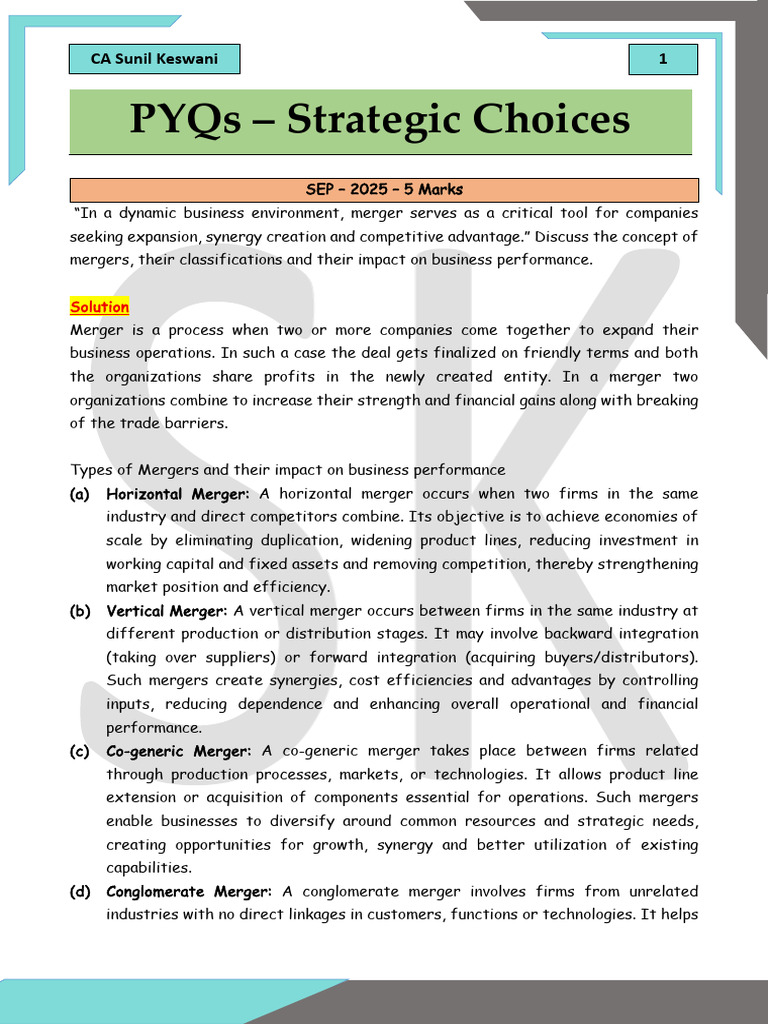 4. Strategic Choices (2) | PDF | Mergers And Acquisitions | Business