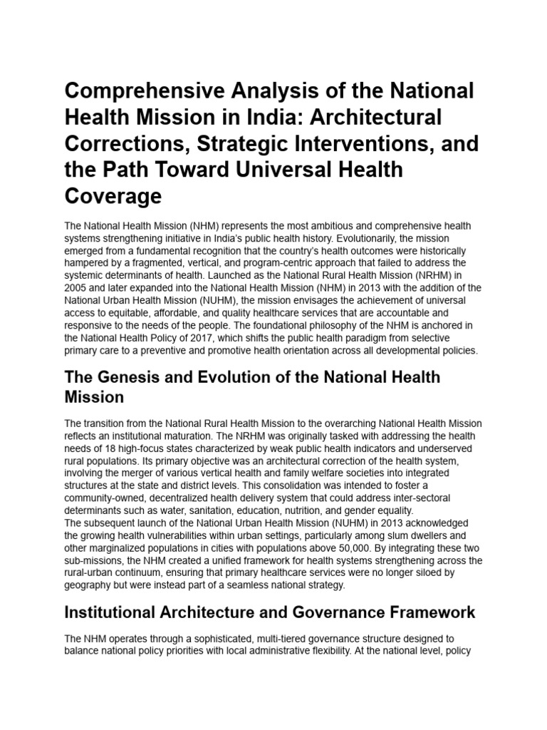 National Health Mission India Research | PDF | Health Care | Public ...