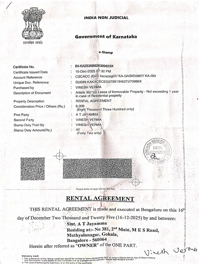 Rent Agreement 2025-26 | PDF
