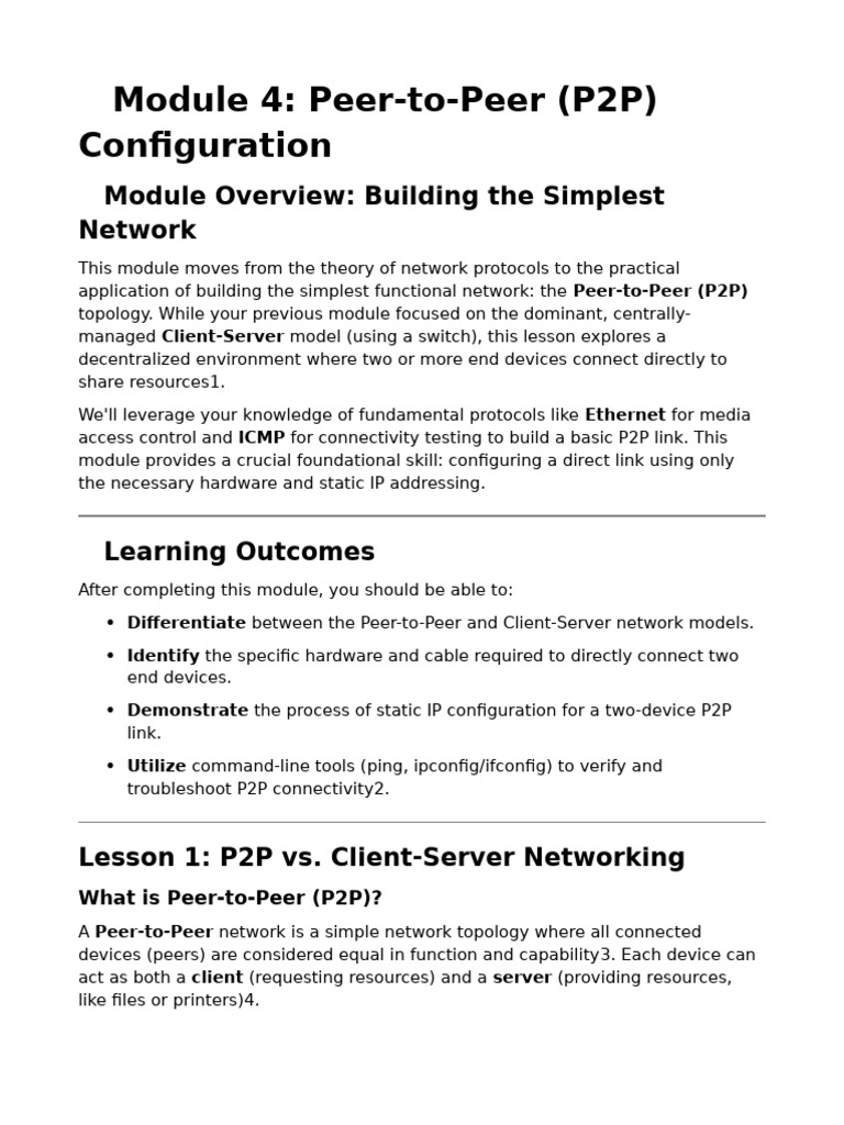 Module 4 Lesson 1 Peer To Peer | PDF | Computer Network | Peer To Peer