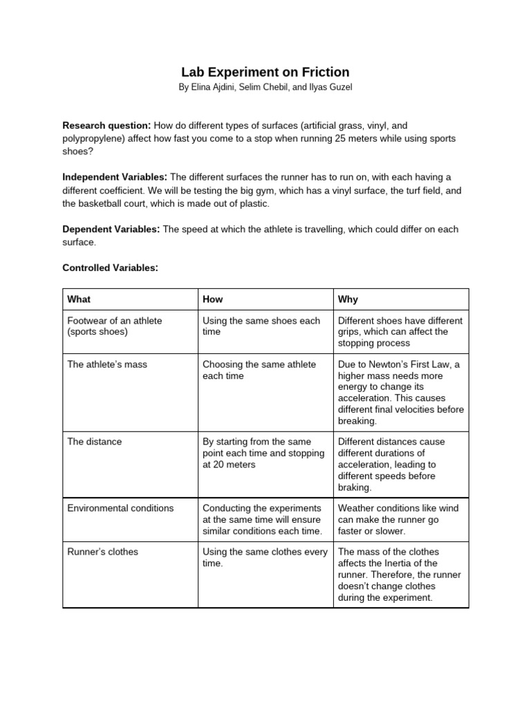 Lab Experiment On Friction | PDF | Friction | Force