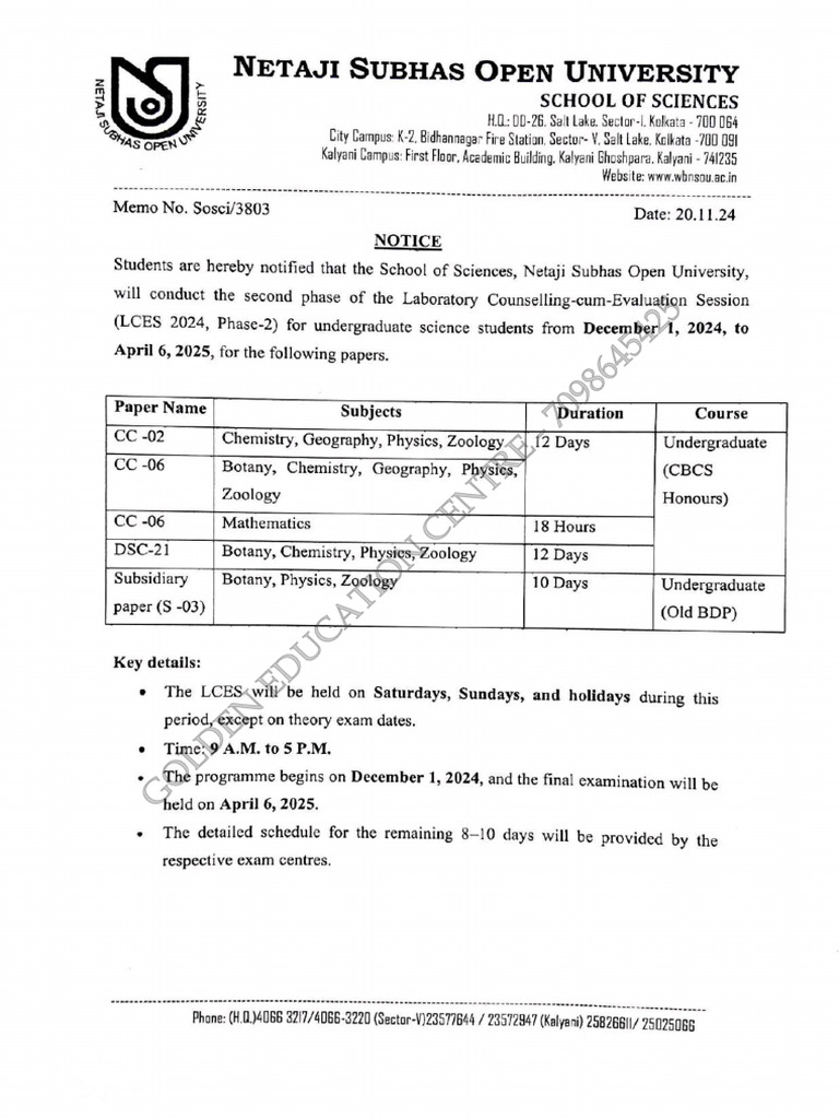 Notice Ug Lces | PDF