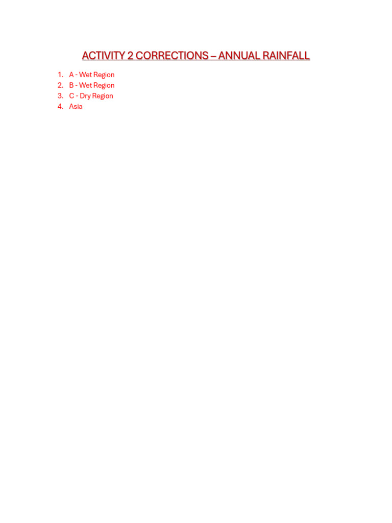 Activity 2 Corrections - Annual Rainfall | PDF