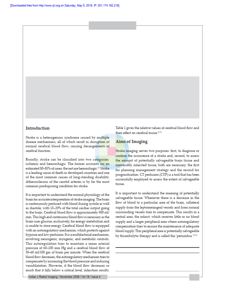 CT Perfusion in Acute Stroke | PDF | Stroke | Ischemia