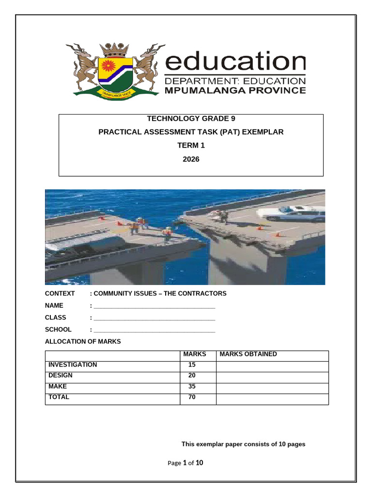 PRACTICAL TASK GR 9 2026 TERM One | PDF | Beam (Structure)