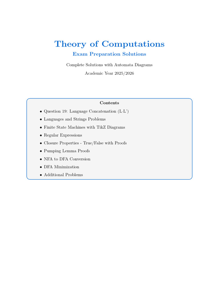 Theory of Computation Solutions | PDF | Theoretical Computer Science ...
