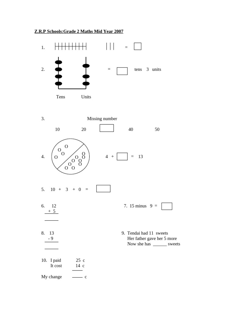 Grade 2 Maths Mid Year 2007 | PDF | Chess Theory | Chess Openings