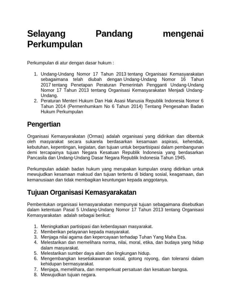 Selayang Pandang Perkumpulan1 | PDF