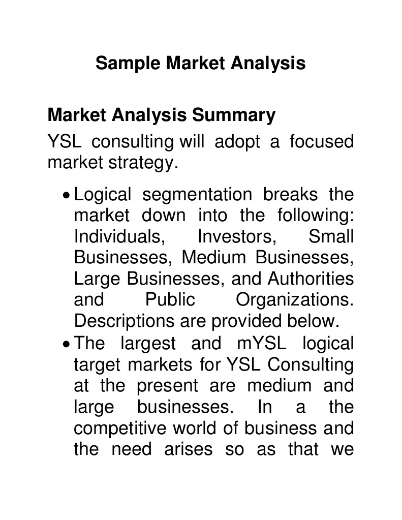 Sample Market Analysis Strategic Management Market Analysis