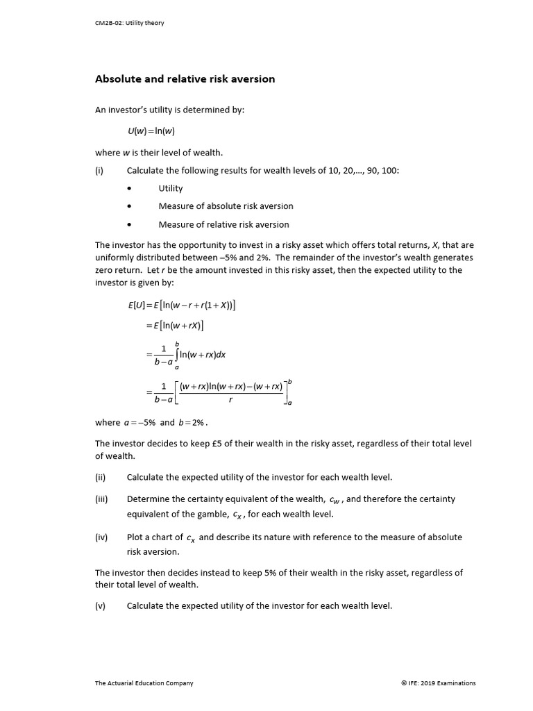 002 Question [Absolute and Relative Risk Aversion] Shinchan | PDF