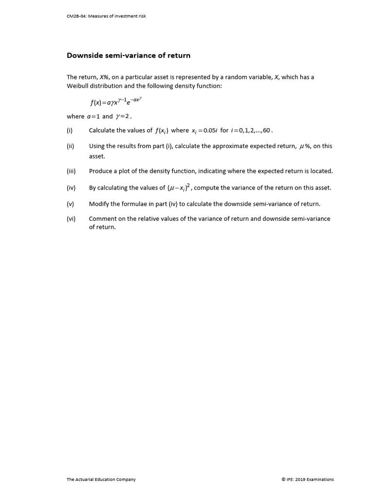 001 Question (Downside Semi-Variance of Return) Shinchan | PDF