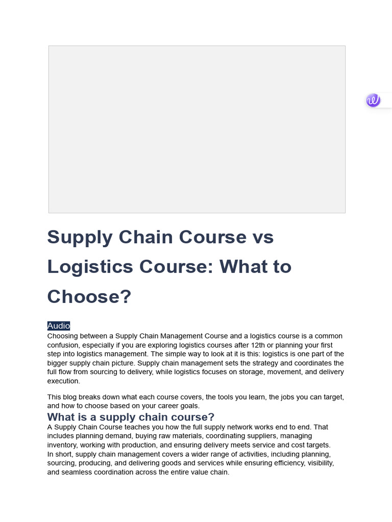Supply Chain Course vs Logistics Course: What to Choose? | PDF ...