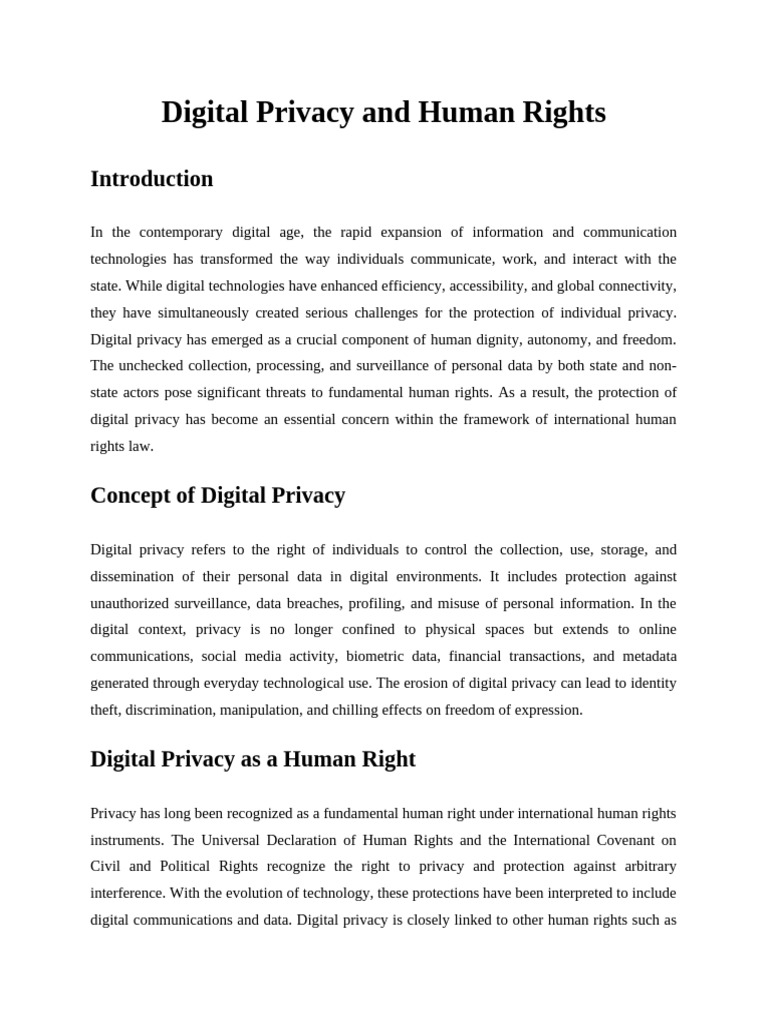 Digital Privacy and Human Rights | PDF | Privacy | Mass Surveillance