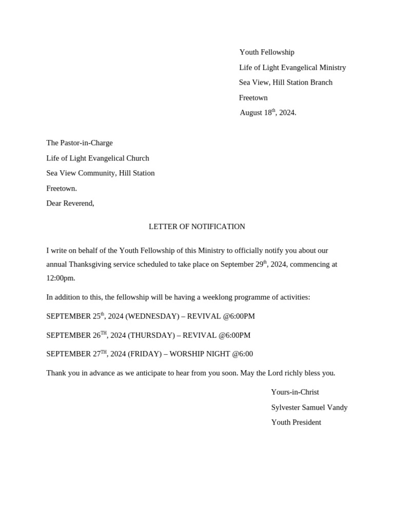 Letter to Reverend | PDF