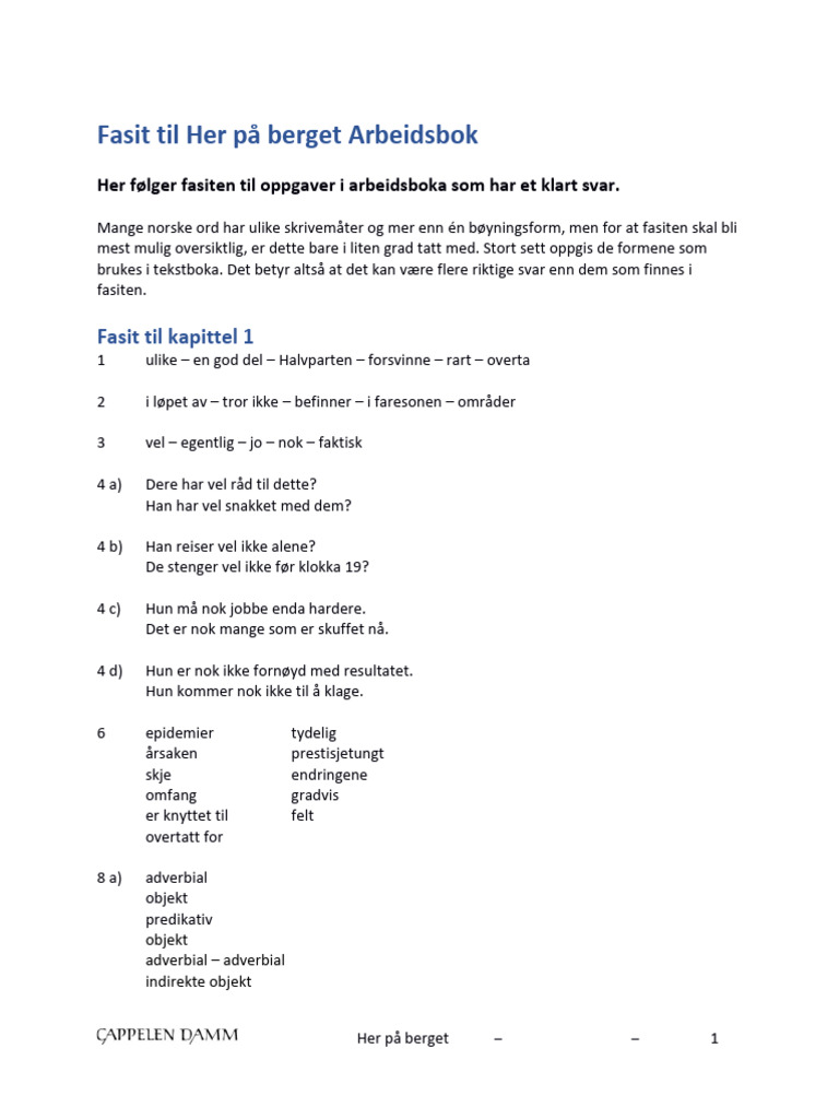 Fasit Arbeid Her På Berget Ny | PDF