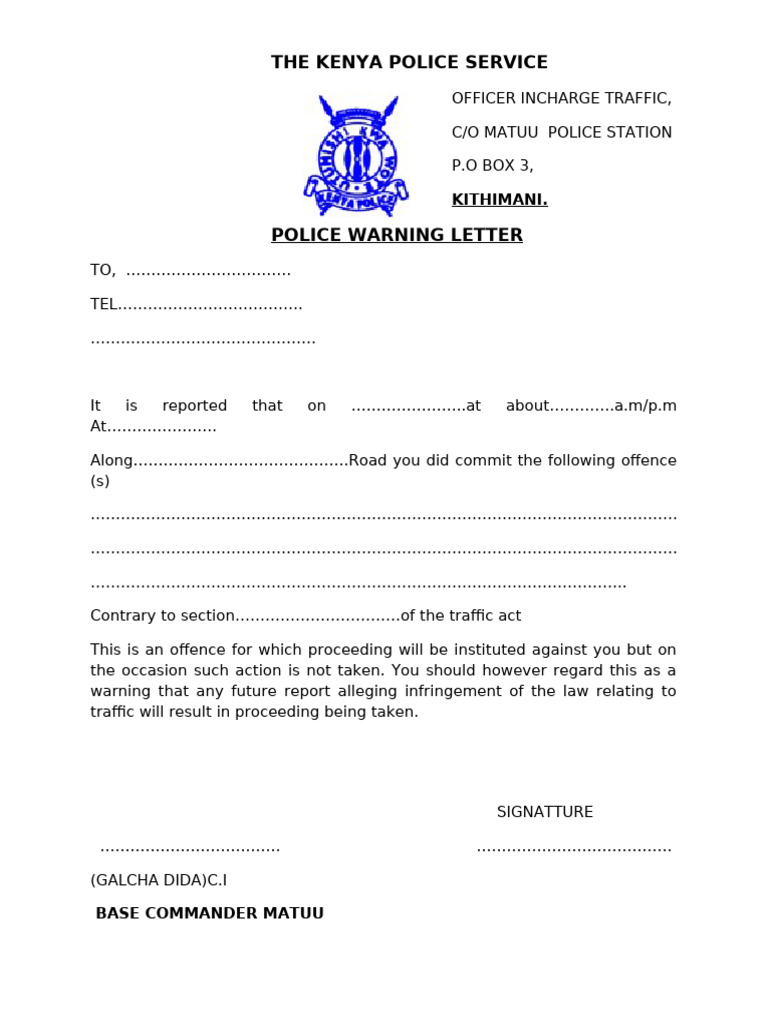 Police Warning Letter | PDF