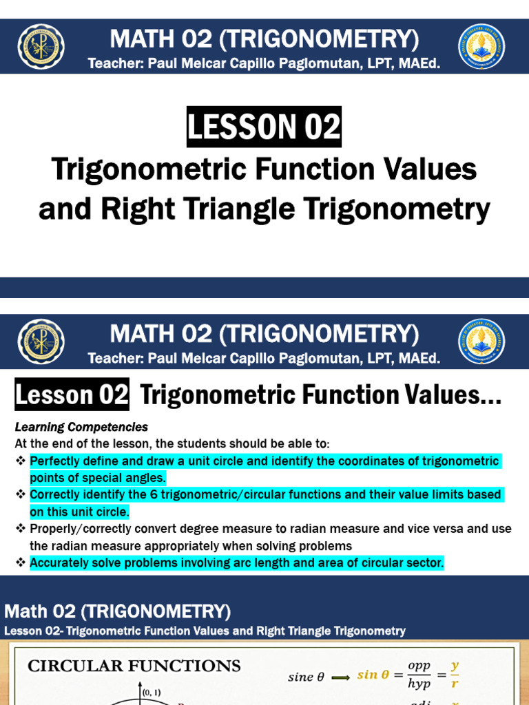 Math 02 Trigonometry Lesson 02 Trigonometric Function... | PDF ...