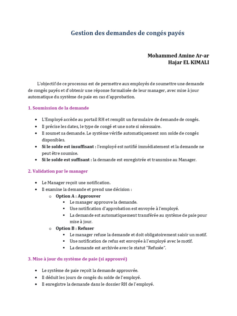Mohammed Amine Ar-Ar & Hajar El Kimali (Gestion Des Demandes de Congés ...