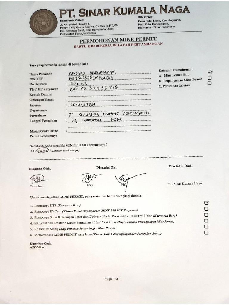 Permohonan Mine Permit | PDF