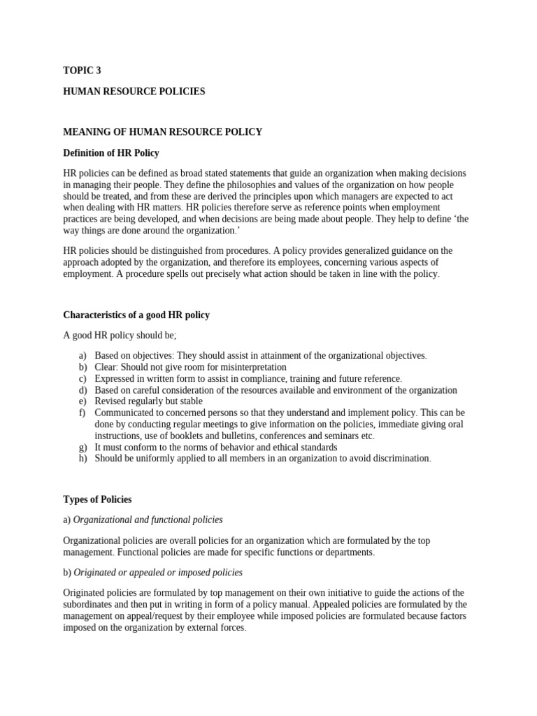 HR Policies | PDF | Policy | Employment
