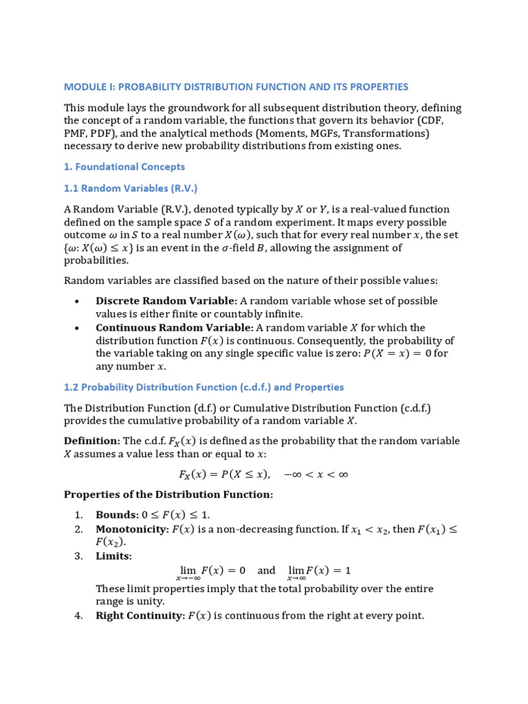 Unit 1 DT | PDF | Probability Distribution | Random Variable
