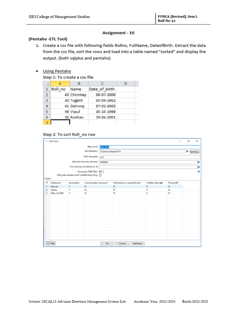 ADMS Assignment10 Dhanraj 41 | PDF | Databases | Comma Separated Values
