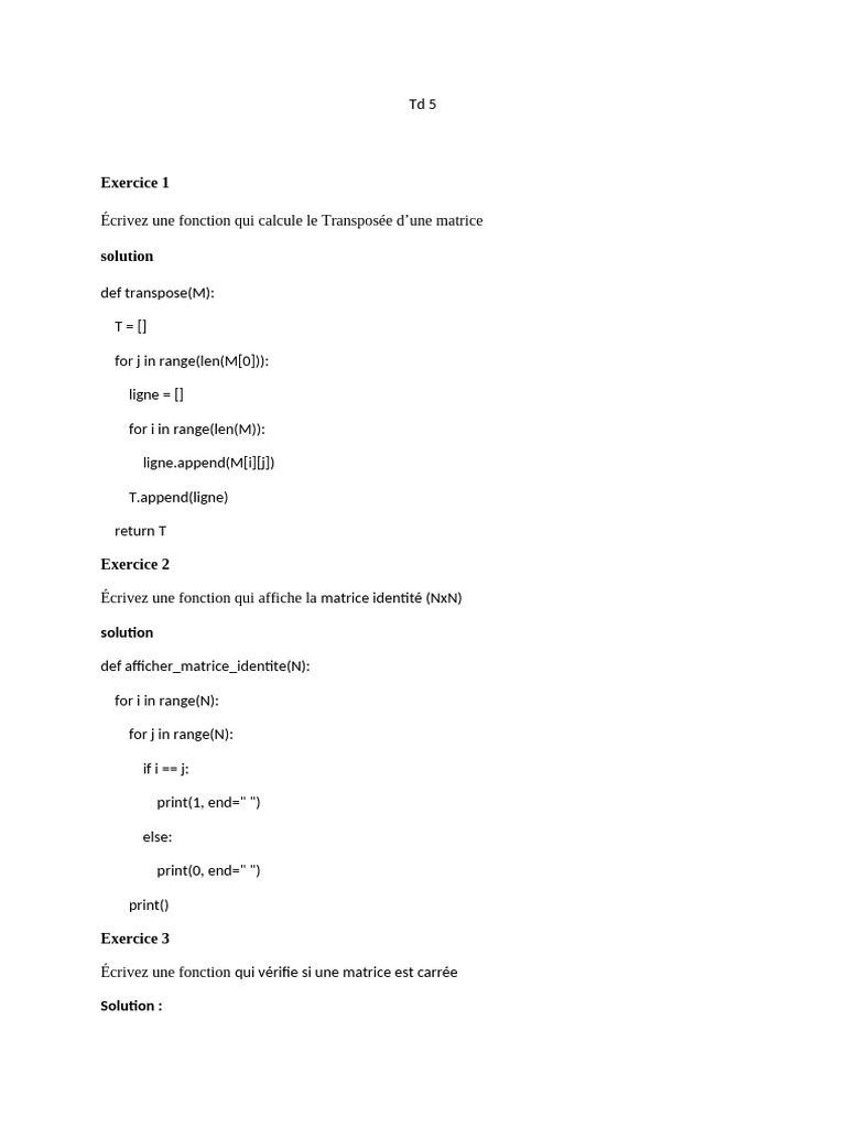 Td5 Correction | PDF | Mathématiques | Algèbre