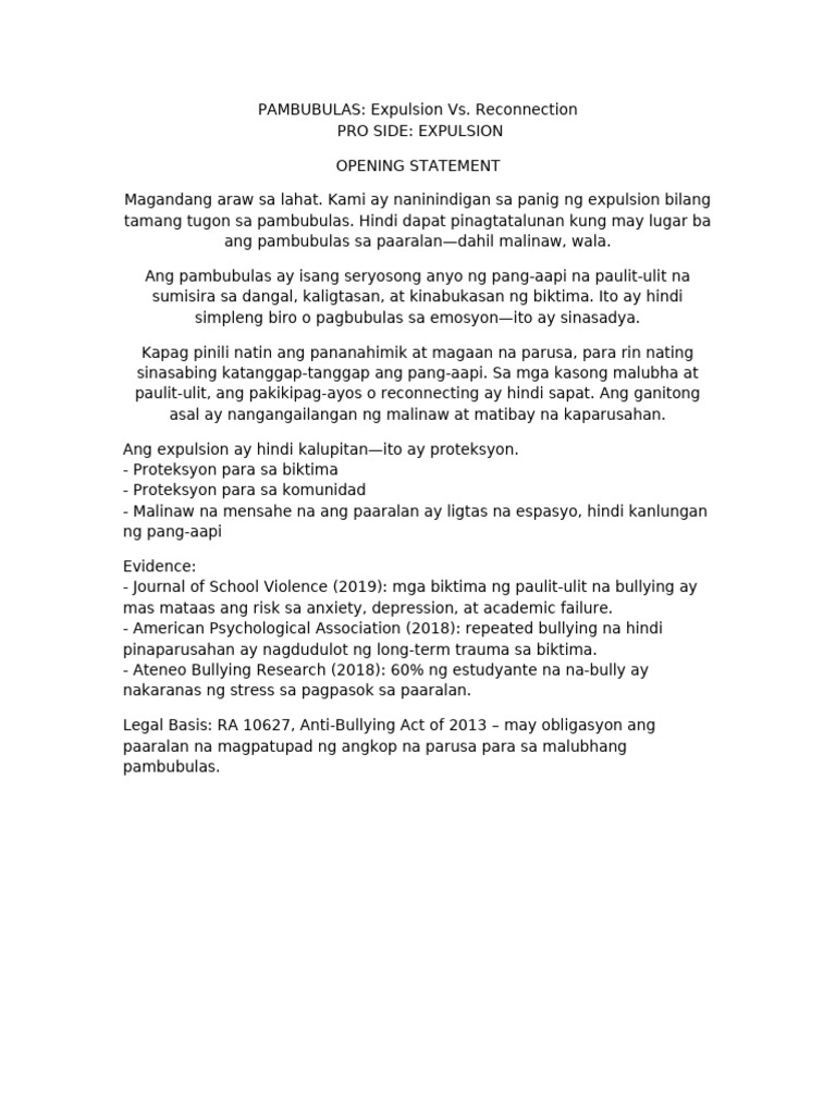 Pro Expulsion Debate Packet | PDF