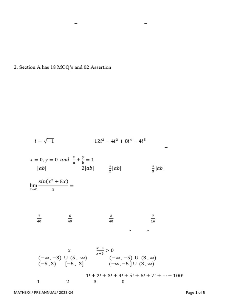 QP Math Xi | PDF | Mathematics