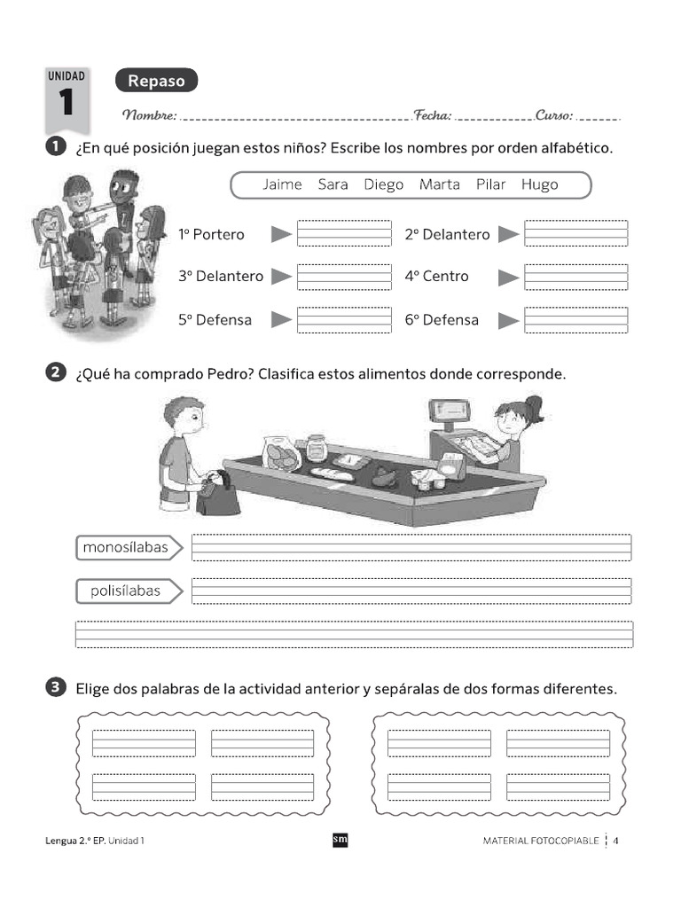 Lengua 2 Primaria Actividades Repaso SM | PDF
